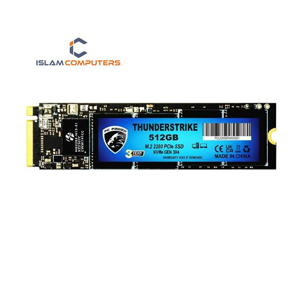 Pc Power Thunderstrike 512GB M.2 2280 PCIe Gen3x4 NVMe Internal SSD