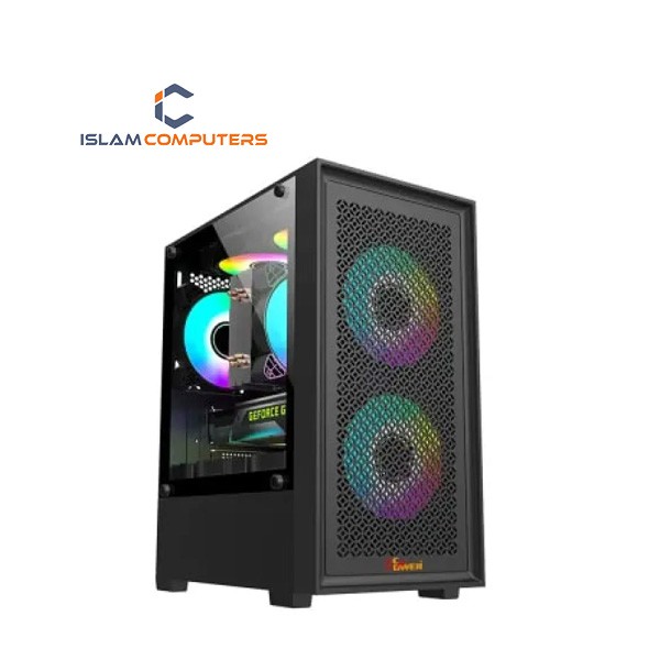 PC POWER DARK FLOW MESH X2 GAMING CASING BK WITH PSU BLACK