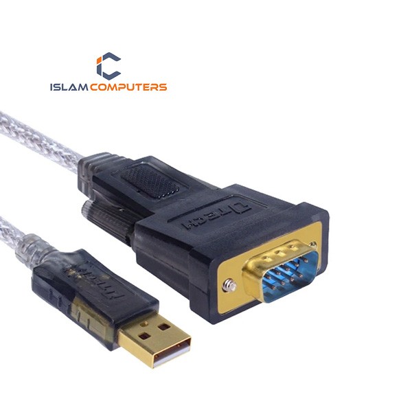Dtech USB Male to Serial (RS-232) Male, 1.8 Meter, Silver Cable