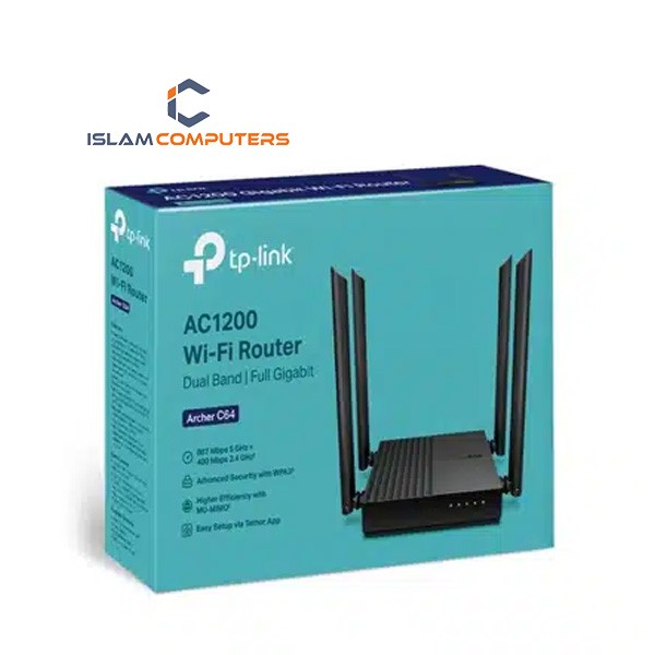 TP-Link Archer C64 AC1200 1200mbps Dual-Band Wireless MU-MIMO Gigabit WiFi Router