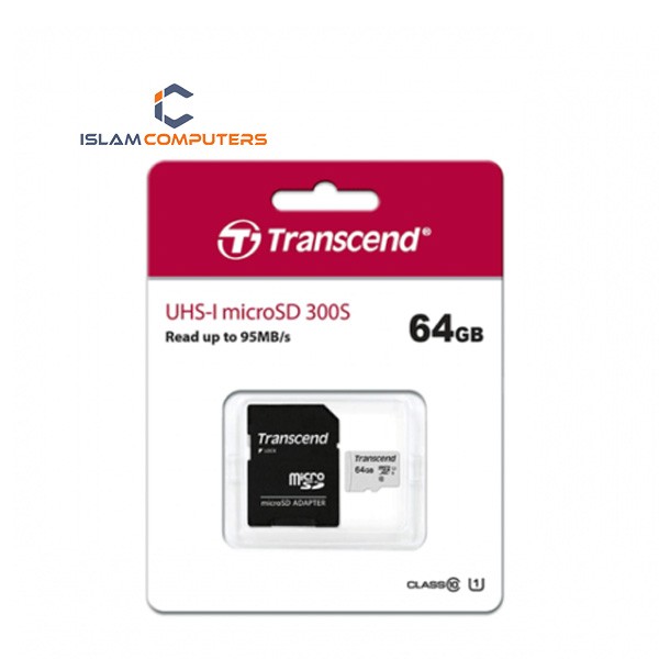 Transcend 64GB USD300S-A UHS-I U3A1 MicroSD Card With Adapter