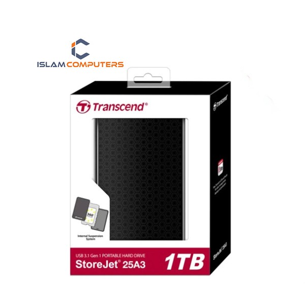 Transcend 1TB StoreJet 25A3 Portable Hard Disk Drive Black