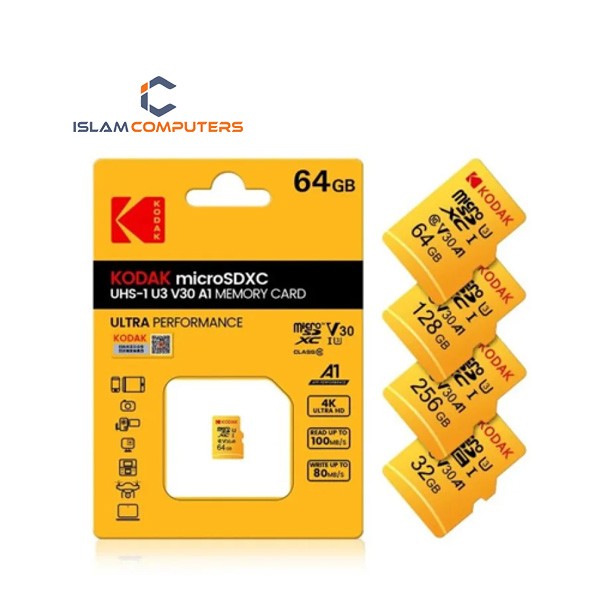 KODAK 64GB Class 10 UHS-I U1 MicroSDXC Card with Adapter