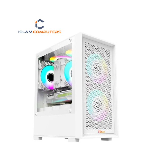 PC POWER WH FLOW MESH X2 GAMING CASING WITH PSU WHITE