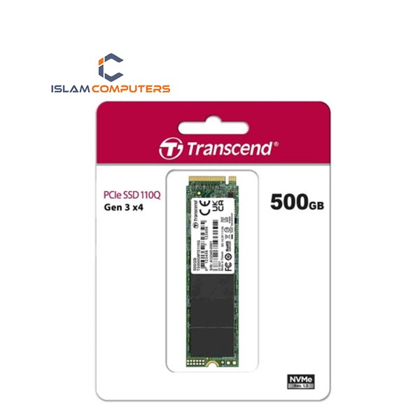 Transcend 500GB 110Q M.2 2280 PCIe NVMe Gen3x4 3D TLC DRAM-Less Internal SSD