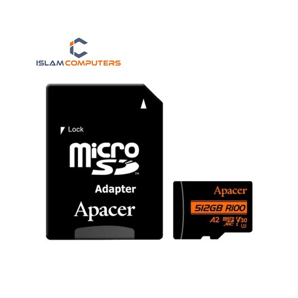 Apacer R100 MicroSDXC UHS-I U3 V30 A2 512GB Class-10 Memory Card with Adapter