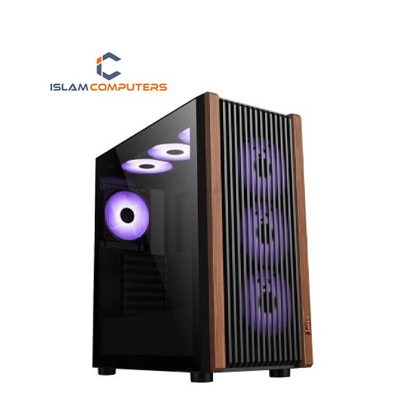 PC POWER WOOD MESH Casing With 4 FANS PP-GS680 BLACK