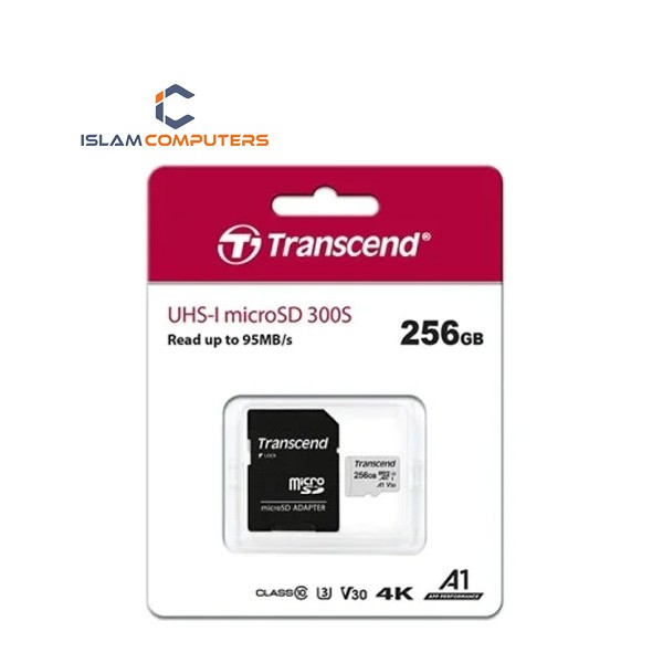 Transcend 256GB Micro SD UHS-I U3 Memory Card with TS256GUSD300S-A Adapter